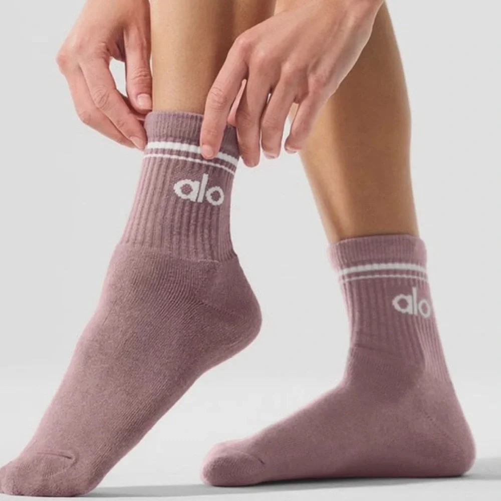 ALO Unisex Half Crew Socks in Smokey Quartz ✨ - Picture 2 of 4